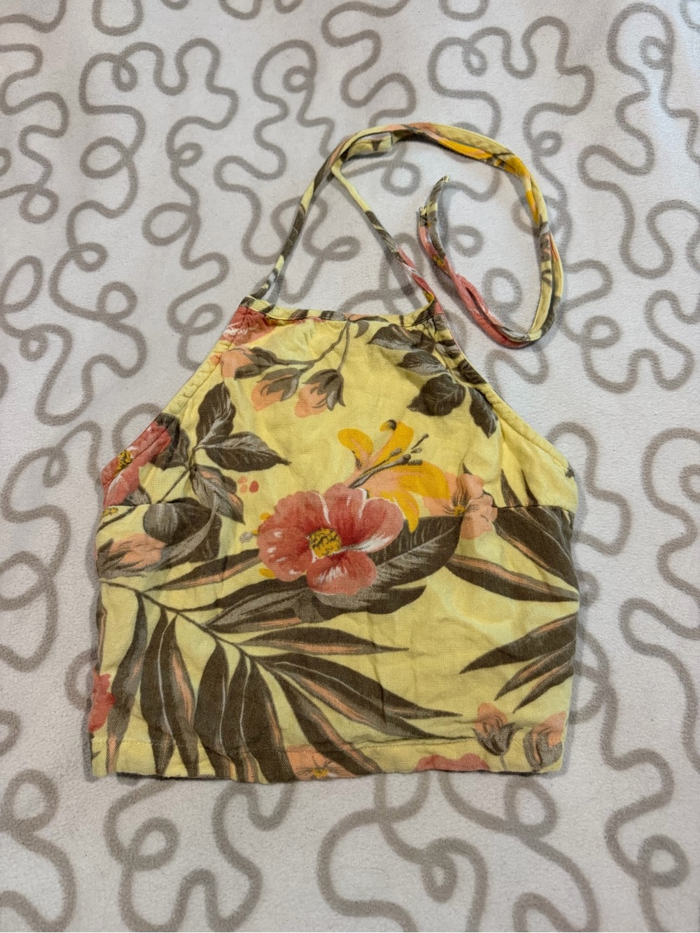 Hollister Yellow Floral Halter Crop Top